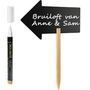 Bruiloft/ feest wegwijzer bord/pijl incl. witte krijtstift - H54 cm -