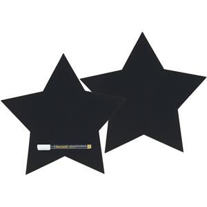 Securit 2x Zwarte sterren krijtborden 26 cm inclusief stift -