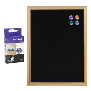 Zeller Krijtbord/schoolbord met magneten en 12x krijtjes - 30 x cm -