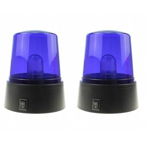 2x Politie zwaailamp/zwaailicht met blauw LED licht 11 cm -