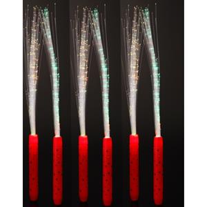 Set van 6x stuks fiber Led licht stick rood -