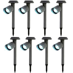Lumineo 8x stuks solar prikspots/tuinspots - metaal - zwart - H26 cm -