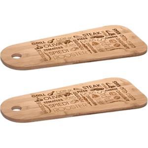 Secret de Gourmet 2x Stuks tapas serveerplank rechthoek 45 x 19 cm van bamboe hout -