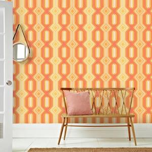 Praxis Seventies Fotobehang Print S712a4 Oranje Beige 186x270cm