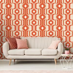 Praxis Seventies Fotobehang Print S708b9 Oranje Beige 418,5x270cm