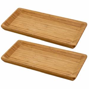 Set van 4x stuks bamboe houten kaasplankjes/serveerplankjes 25 x 13 cm rechthoekig -
