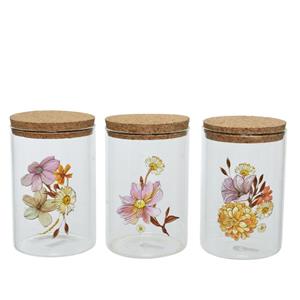 Decoris Voorraadpot Glas Met Afbeelding Droogbloemen Ø8-H13cm
