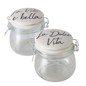 Boltze Home Storage Jar Dolce Vita, 2 Ass., 450 Ml, H 12,00 Cm, Clear Glass,