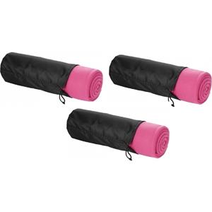 3x Fleece deken roze 150 x 120 cm -