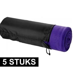5x Fleece deken paars 150 x 120 cm -