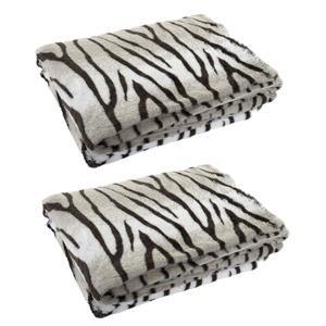 Items 2x stuks fleece dekens tijger strepen dierenprint 150 x 200 cm -