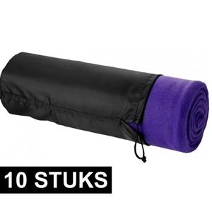 10x Fleece deken paars 150 x 120 cm -