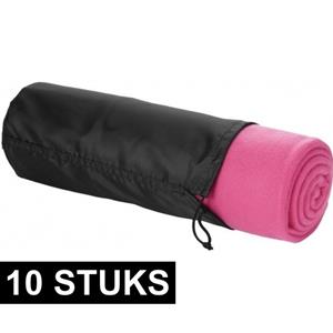 10x Fleece deken roze 150 x 120 cm -