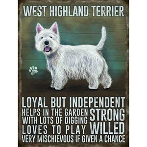 Metalen wand bord West Higland terrier -