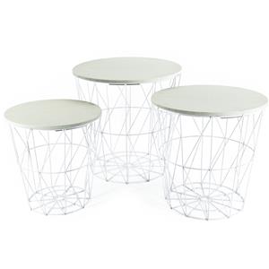 Set van 3x plantenstandaards rond metaal/hout zwart/licht hout 30/35/40 cm -