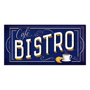 Tinnen plaatje cafe bistro 25 x 50 cm -