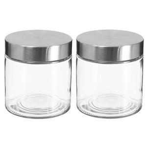 Secret de Gourmet 2x stuks voorraadbussen/voorraadpotten 0,75L glas met RVS deksel -