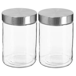 Secret de Gourmet 2x stuks voorraadbussen/voorraadpotten 1,2L glas met RVS deksel -