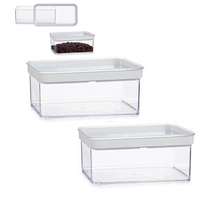 Gondol Plastics Set van 2x stuks keuken opslag voorraad bakjes transparant met deksel van 1.1 liter -