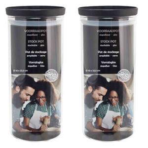 Svenska Living 2x Stuks voorraadpotten/weckpotten stapelbaar - Glas - 10 x 22,5 cm -