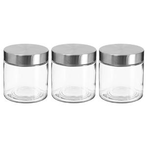 Secret de Gourmet 3x stuks voorraadbussen/voorraadpotten 0,75L glas met RVS deksel -