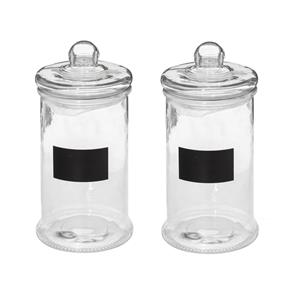 5five 2x stuks snoeppotten/voorraadpotten 1,6L glas met deksel en krijtvlak -