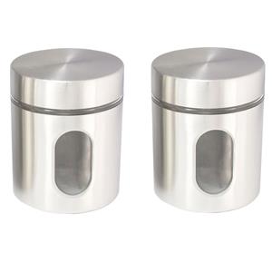 Set van 3x stuks voorraadpotten/bewaarpotten  11 x 11 x 14 cm Rvs/glas -