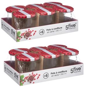 Secret de Gourmet Set van 12 inmaakpotjes/voorraadpotjes 0,28L glas met deksel -