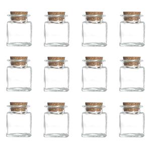 Cosy & Trendy 12x Stuks voorraadpotjes/bewaarpotjes 50 ml glas met kurken stop -