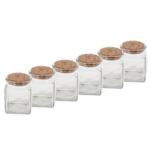 6x Transparante bewaarpotten/voorraadpotten met kurken dop van glas 400 ml -