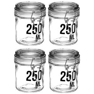 Secret de Gourmet 4x stuks inmaakpotten/voorraadpotten 0,25L glas met beugelsluiting -