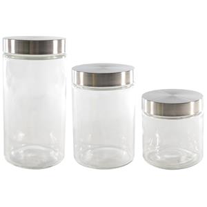 HI Set van 3x keuken voedsel opslag voorraadpotten glas in 3 formaten -