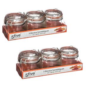 Secret de Gourmet Set van 6 inmaakpotjes/voorraadpotjes 0,33L glas met beugelsluiting -