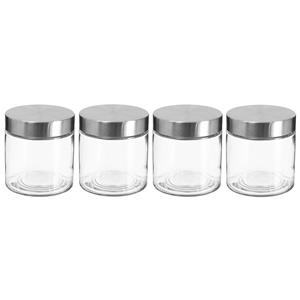 Secret de Gourmet 4x stuks voorraadbussen/voorraadpotten 0,75L glas met RVS deksel -