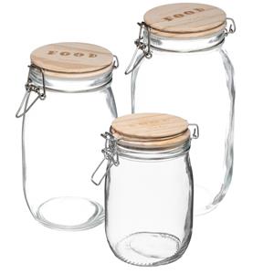 5five Set van 3x keuken voorraadbussen/potten glas 0.50/1.0/2.0 Liter inhoud -