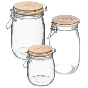 5five Set van 3x keuken voorraadbussen/potten glas 0.75/1.0/1.5 Liter inhoud -