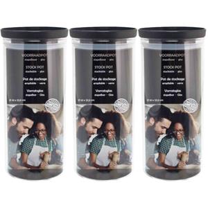 Svenska Living 3x Stuks voorraadpotten/weckpotten stapelbaar - Glas - 10 x 22,5 cm -