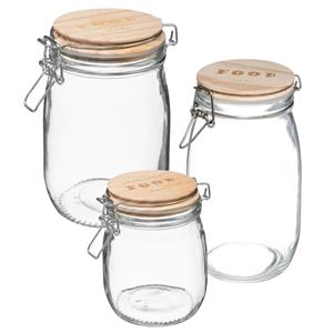 5five Set van 3x keuken voorraadbussen/potten glas 0.75/1.0/2.0 Liter inhoud -