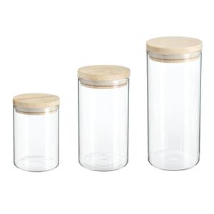 Secret de Gourmet Set van 3x keuken voorraadbussen/potten glas 0.6-1.0-1.3 Liter inhoud -