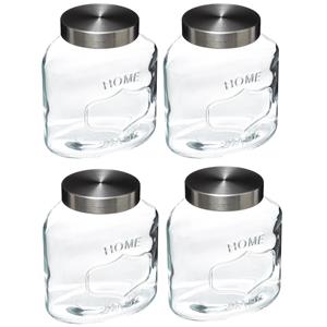 5five 4x stuks voorraadbussen/voorraadpotten 1L glas met RVS deksel -