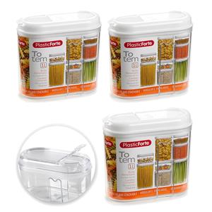 6x stuks strooier/voorraadbussen transparant kunststof wit 1 liter -