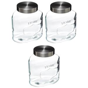 5five 3x stuks voorraadbussen/voorraadpotten 2,5L glas met RVS deksel -