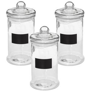 5five 3x stuks snoeppotten/voorraadpotten 1,6L glas met deksel en krijtvlak -