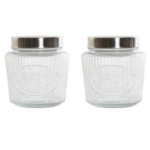 Items Set van 3x stuks voorraadpotten/bewaarpotten 1500 ml glas met metalen deksel -