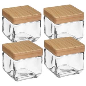 5five 4x stuks voorraadbussen/voorraadpotten 0,85L glas met houten deksel -