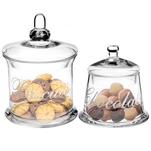 Secret de Gourmet Set van 2x voorraadpotten/koektrommels 0,4L en 1L glas met deksel -