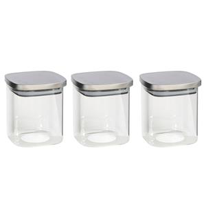 Gerim 3x stuks voedsel/etenswaren bewaren voorraadpot 800 ml glas met RVS deksel -