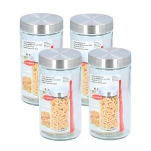 Alpina set van 4x stuks glazen luxe voorraadpot/voorraadbus 1500 ml -