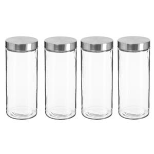Secret de Gourmet 4x stuks voorraadbussen/voorraadpotten 2L glas met RVS deksel -