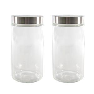 Set van 4x stuks voorraadpotten/bewaarpotten℃1700 ml glas met Rvs deksel -